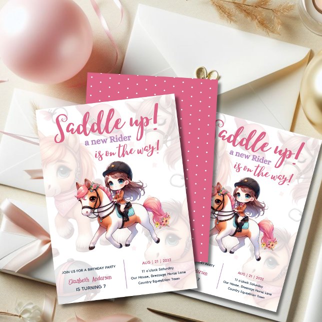Horse & Rider Birthday Invitations Equestrian Girl (Creator Uploaded)