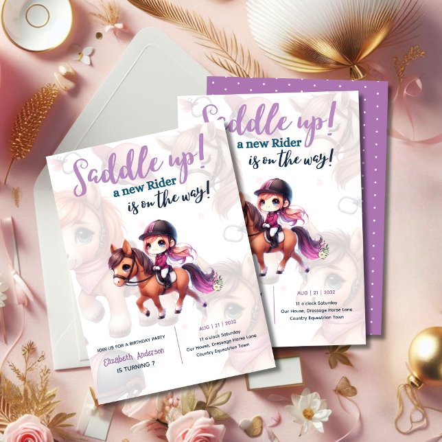 Horse & Rider Birthday Invitations Equestrian Girl (Creator Uploaded)