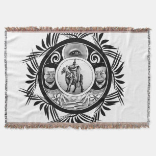 Horse Rider Drawing Throw Blanket