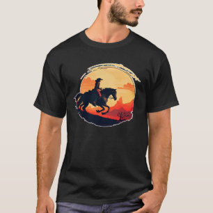 Horse Rider  Retro Vintage Sunset Horse Girl Graph T-Shirt