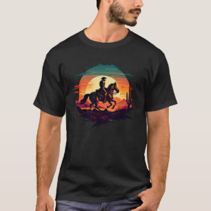 Horse Rider  Retro Vintage Sunset Horse Girl Graph T-Shirt