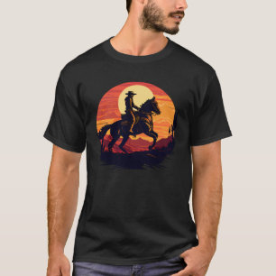 Horse Rider  Retro Vintage Sunset Horse Girl Graph T-Shirt