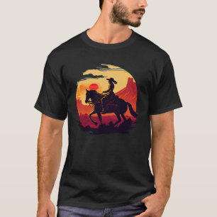 Horse Rider  Retro Vintage Sunset Horse Girl Graph T-Shirt