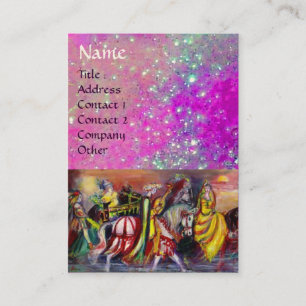HORSE RIDERS IN NIGHT purple violet gold sparkles Business Card