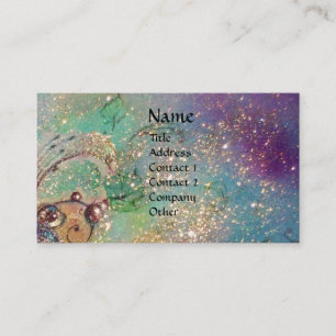 HORSE RIDERS,MUSIC IN NIGHT Blue Gold Sparkles Business Card