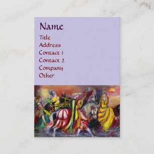 HORSE RIDERS,MUSIC IN THE NIGHT Fantasy Light Blue Business Card