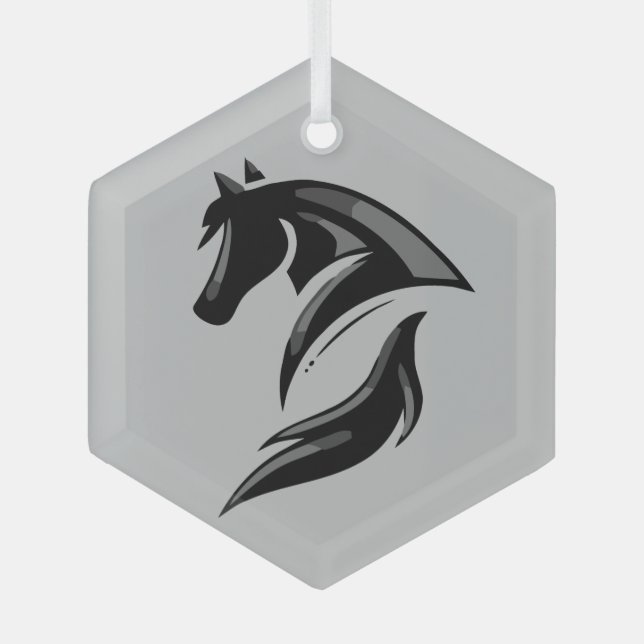 Horse ridig Farm Animal Equestrian  Glass Ornament (Front)