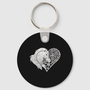 Horse Riding Animal Lover Equestrian Heart Love Ho Keychain