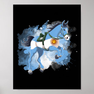 Horse Riding Argentina Flag  Poster