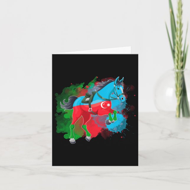 Horse Riding Azerbaijan Flag  Card (Front)