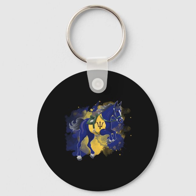 Horse Riding Barbados Flag  Keychain (Front)
