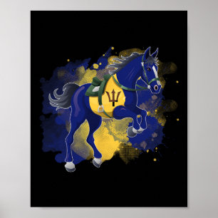 Horse Riding Barbados Flag  Poster
