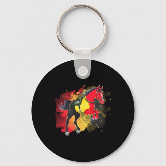 Horse Riding Belgium Flag  Keychain (Front)