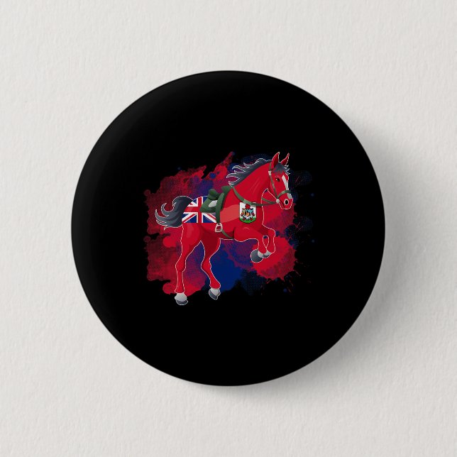 Horse Riding Bermuda Flag  2 Inch Round Button (Front)