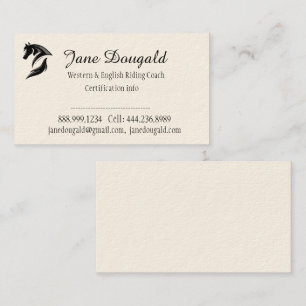 Horse Riding Coach Instructor Trainer Custom Busin Business Card