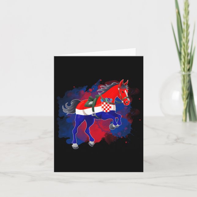 Horse Riding Croatia Flag  Card (Front)