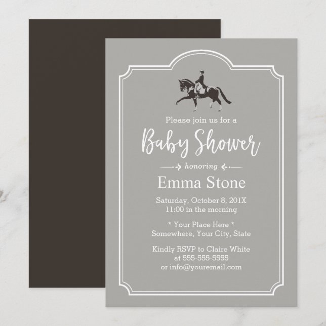 Horse Riding Elegant Equine Baby Shower Invitation (Front/Back)