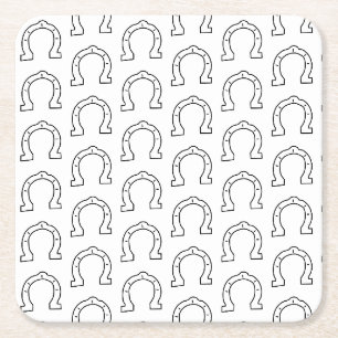 Horse Riding Gang Horseshoe Print  Square Paper Coaster