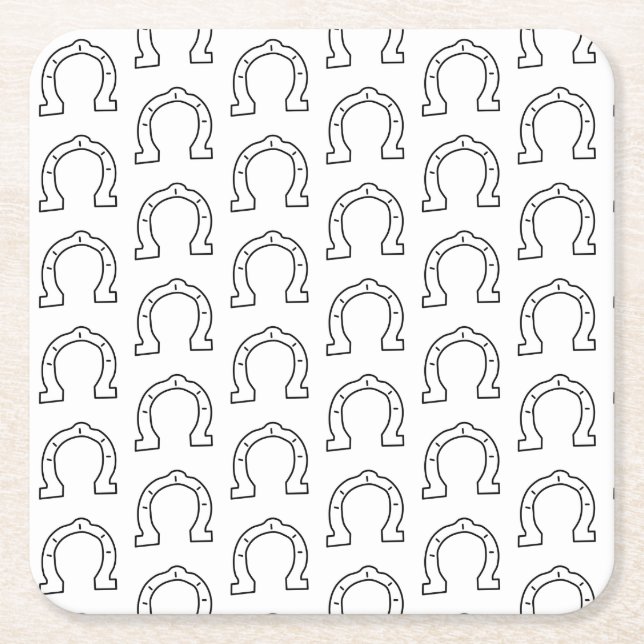 Horse Riding Gang Horseshoe Print  Square Paper Coaster (Front)