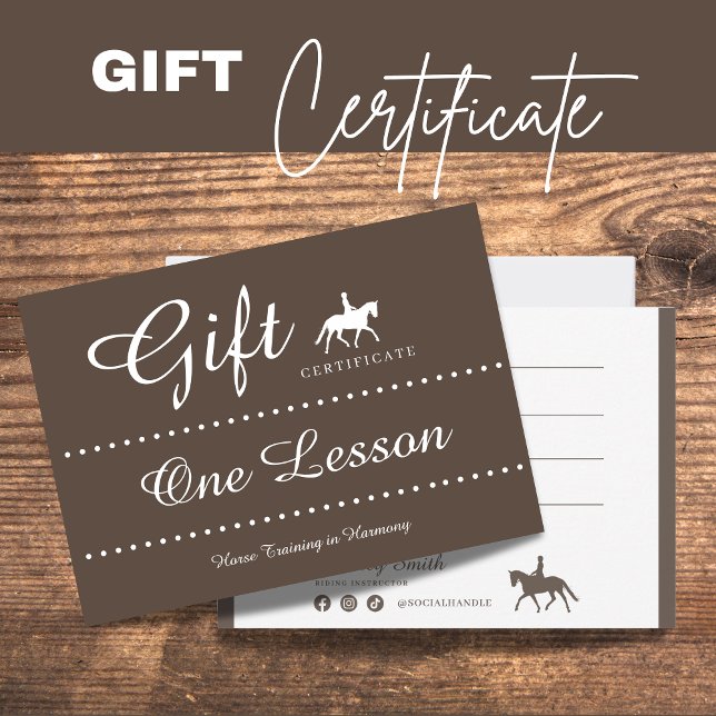 Horse Riding Gift Certificate Gift Card (Horse Riding Gift Certificate Gift Card)