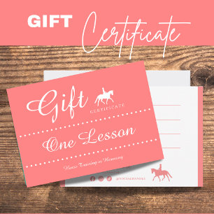 Horse Riding Gift Certificate Gift Card