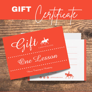 Horse Riding Gift Certificate Gift Card
