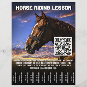 Horse Riding Lesson Flyer With QR Code