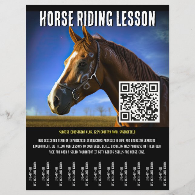 Horse Riding Lesson Flyer with QR Code v.2 (Front)