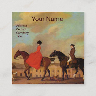 HORSE RIDING Monogram Square Business Card