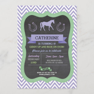 Horse Riding Party Invite Purple Pony Invitation