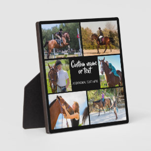 Horse Riding Photo Collage Black White Modern  Plaque