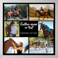 Horse Riding Photo Collage Template Black Modern 