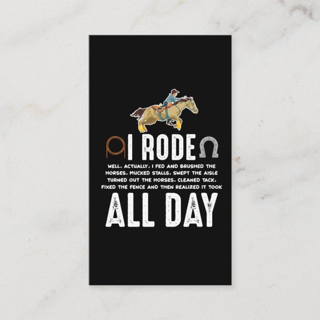 Horse Riding Pony Funny Horseback Horse Lover Business Card (Front)