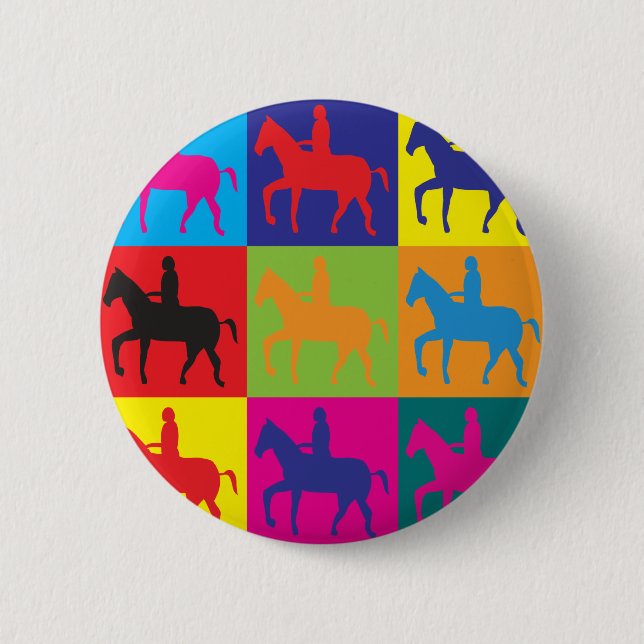 Horse Riding Pop Art 2 Inch Round Button (Front)
