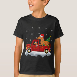Horse Riding Red Truck Xmas Tree Lights Horse Chri T-Shirt