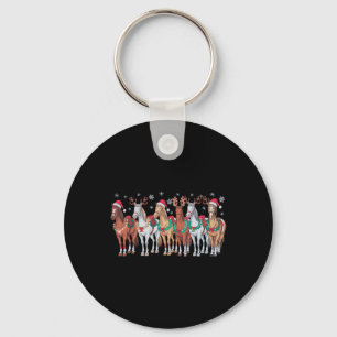 Horse Riding Santa Hat Christmas Lights Animal Lov Keychain