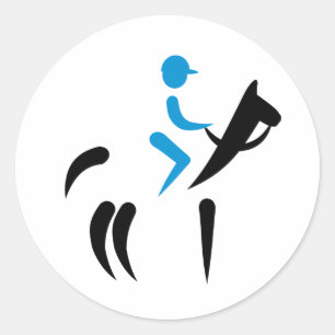 Horse riding symbol classic round sticker