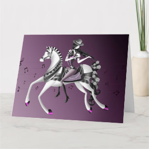 Horse Riding Violinist Greetings Card