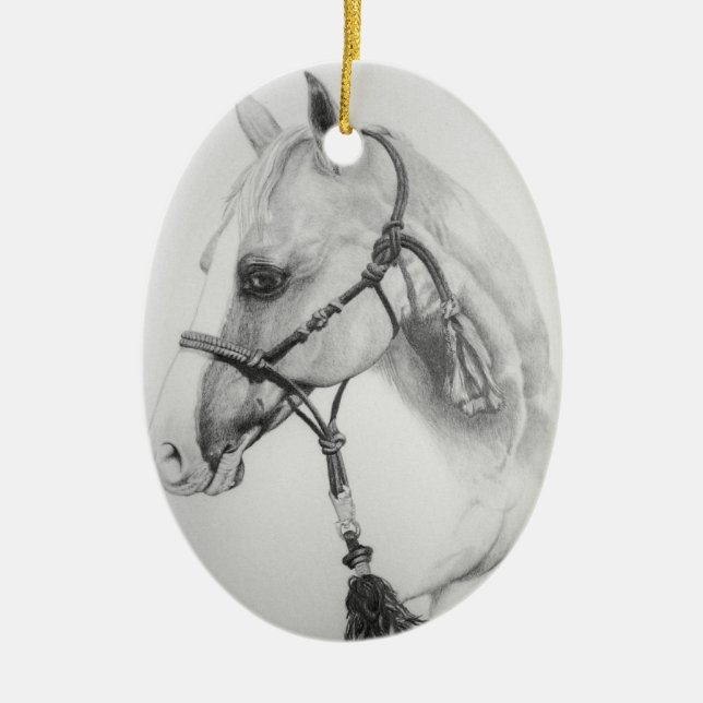 horse, rodeo ceramic ornament (Front)