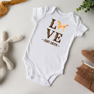 Horse rodeo cowboy baby gifts personalized name bodysuit