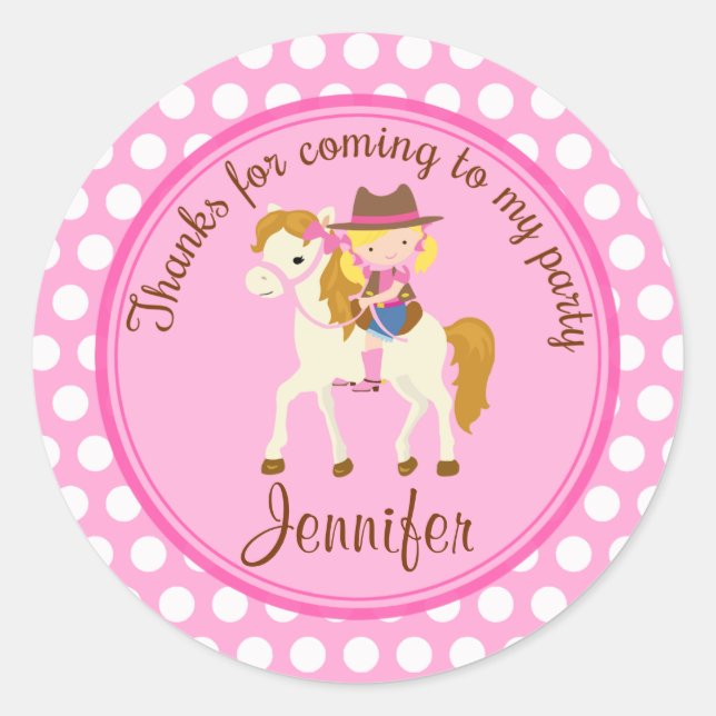Horse round personalized favour tag (Front)
