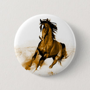 Horse Running 2 Inch Round Button