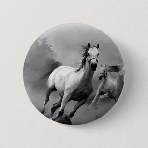 Horse Running 2 Inch Round Button