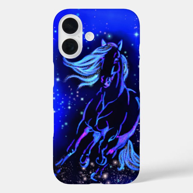 Horse Running Blue iPhonr Case Starry Night (Back)