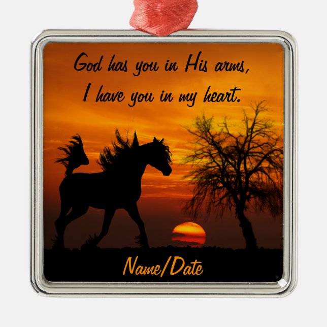 Horse Running Free at Sunset Metal Ornament (Front)