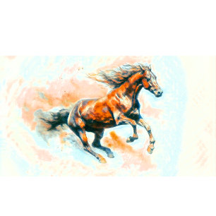 Horse Running Free Watercolor Lumbar Pillow
