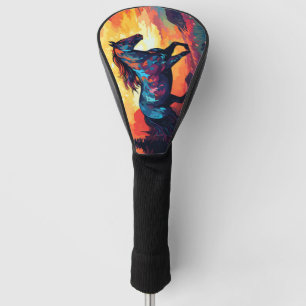 Horse Running On Field Abstract Art Horse Lovers Golf Head Cover