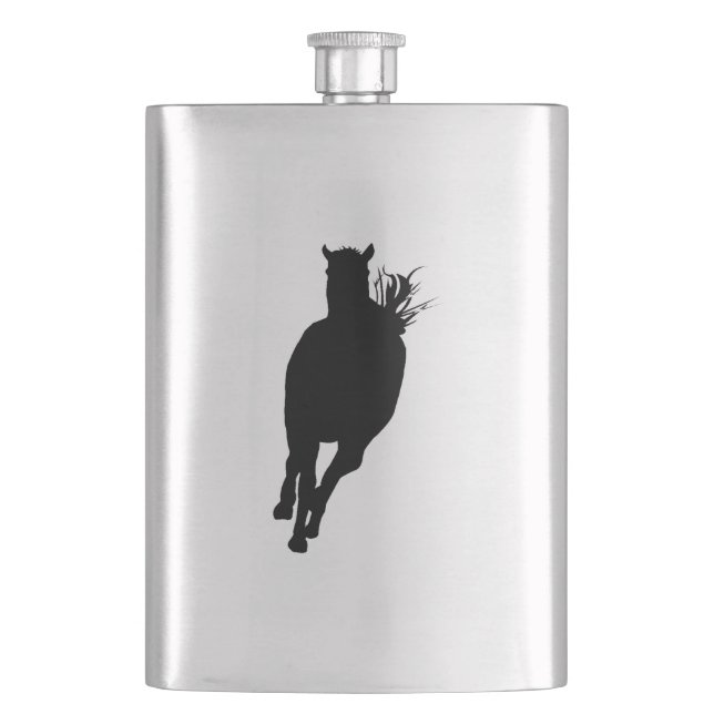 Horse Running Silhouette Hip Flask (Front)