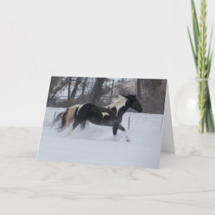 Horse Running Through the Snow Card