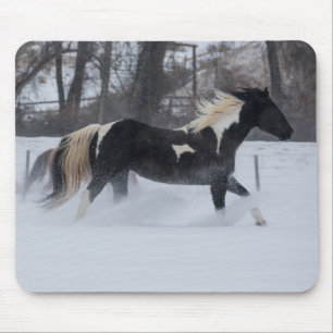Horse Running Through the Snow Mouse Pad
